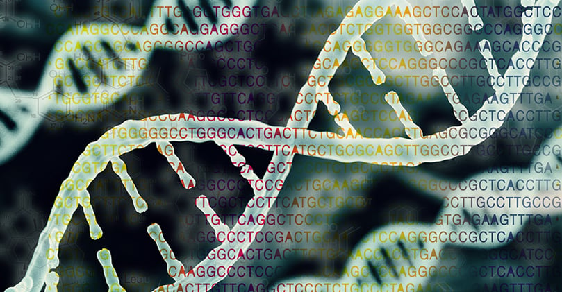 DNA strands overlaid with codons